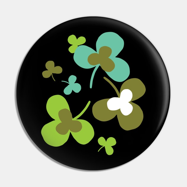 Happy Green Clover Leaves Silhouette Art II Pin by FlinArt