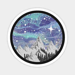 Mountain Circle- Galaxy Sky- Nature Sticker-Cute Sticker-Gifts Magnet