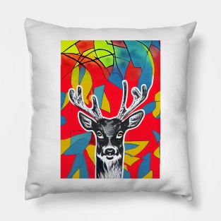 Realistic Deer in the Abstraction Forest Pillow