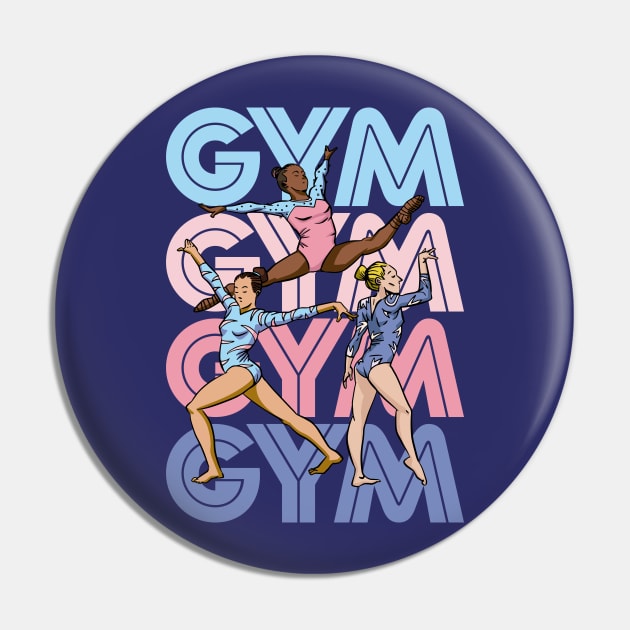 Retro GYM Gymnastics Girl Cartoon Gymnast Pin by SLAG_Creative