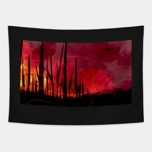 World on fire Tapestry