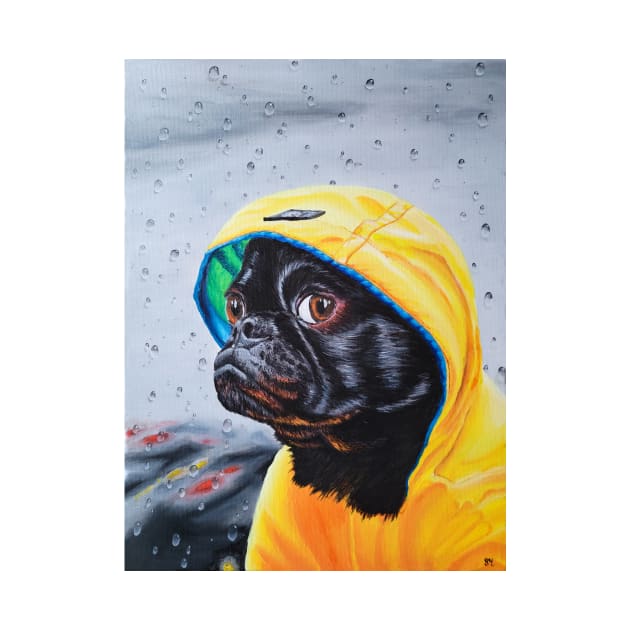 Raincoat Pug by SabinasArts