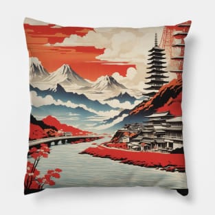 Ishikawa Japan Travel Vintage Tourism Poster Pillow