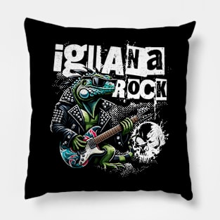 Iguana Rock Lizard Rockstar Pillow