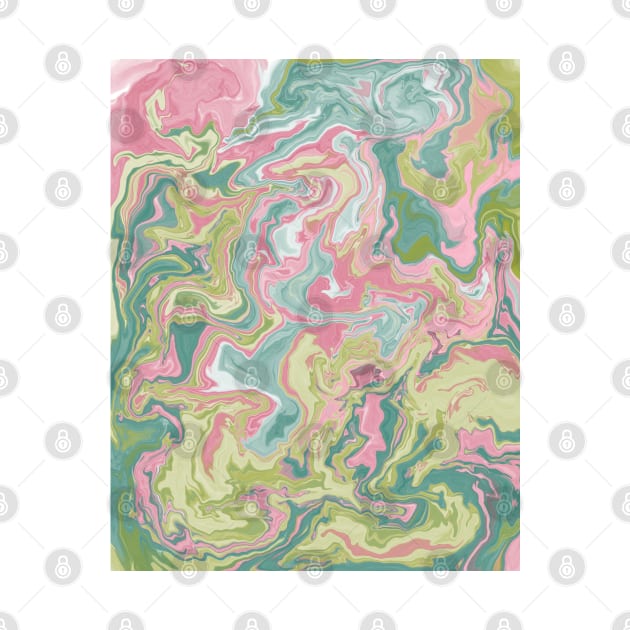 Shades of Happy Pastel Pink and Green Aesthetic Marble Pattern by Teeworthy Designs