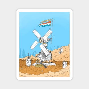 Dutch windmill on mars. retro sci fi mill. Magnet