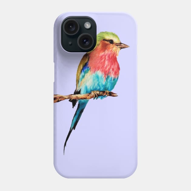 Lonely Colorful Bird On A Branch Phone Case by Divan