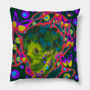 green monster skull in deadly theater arts Pillow