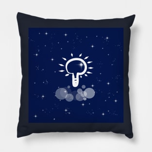 glowing light bulb, idea, light, lighting, electricity, night, technology, light, universe, cosmos, galaxy, shine, concept, illustration Pillow