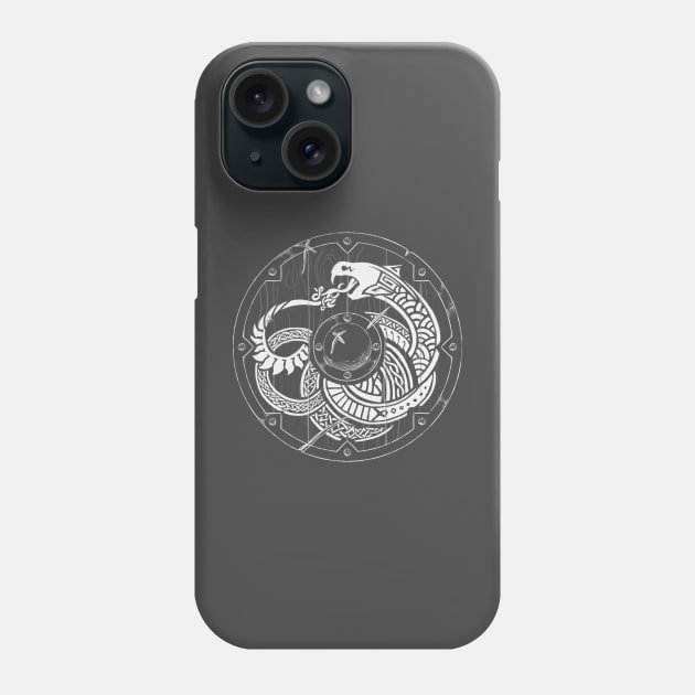 Jourmungandr Shield (White line) Phone Case by  Skulls in the crack