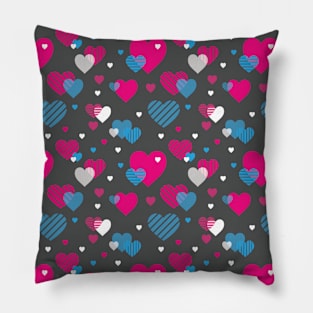 Mini Pink and Blue Hearts Pattern 013#001 Pillow