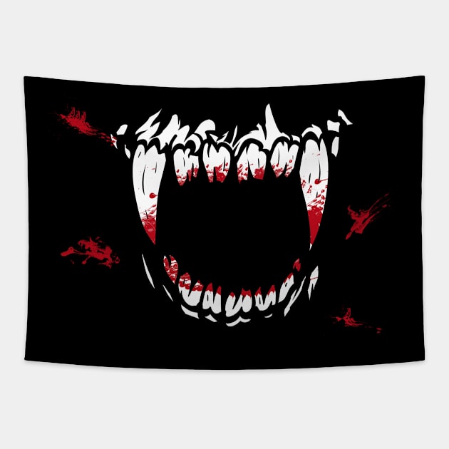 Bloody Vampire Fangs Tapestry by Wanderer Bat