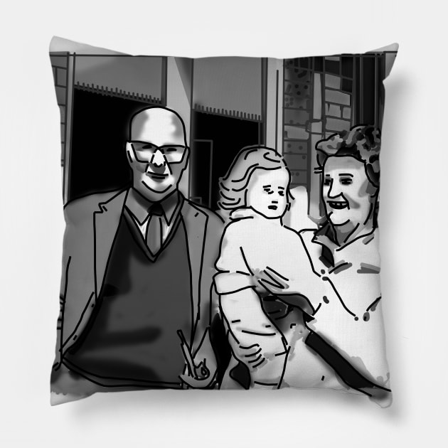 Artist and her Grandparents Vintage 1972 Pillow by ellenhenryart