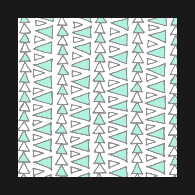 Light Turquoise Dark Grey White Triangles Pattern by dreamingmind