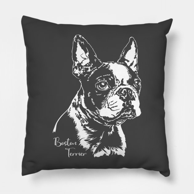 Boston Terrier Portrait dog lover gift Pillow by wilsigns