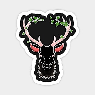 Black Deer in vines Magnet