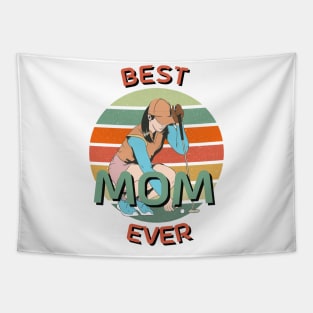 Best Mom Ever Golfing Mom Retro Sunset Tapestry