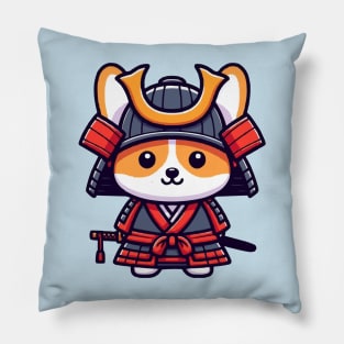 cute corgi samurai warrrior Pillow