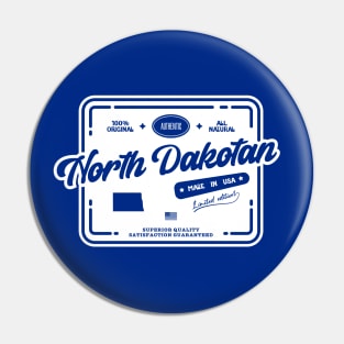 Authentic North Dakotan Cool Vintage Light Stamp Print North Dakota Resident Gift Pin