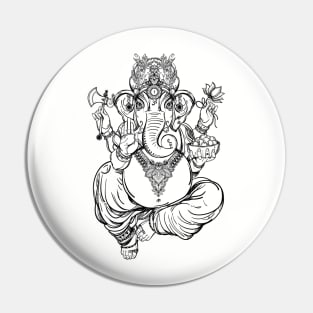 Ganesh: Hindu Spiritual Elephant Lord In Lotus Pose Pin