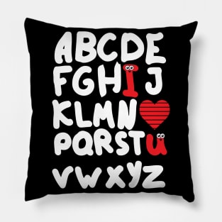 Alphabet ABCD I Love You Heart Valentines Day Cute Teacher Pillow