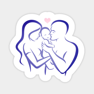 Happy family line drawing Magnet