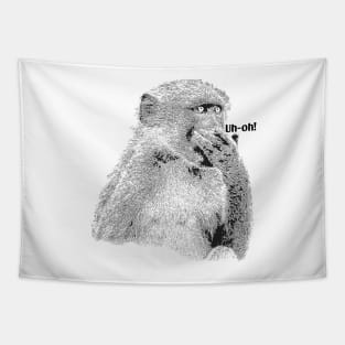 Baboon in Comical "Uh-Oh" Pose | African Wildlife Tapestry