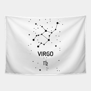 Virgo Zodiac Sign Constellation (Black Print) Tapestry