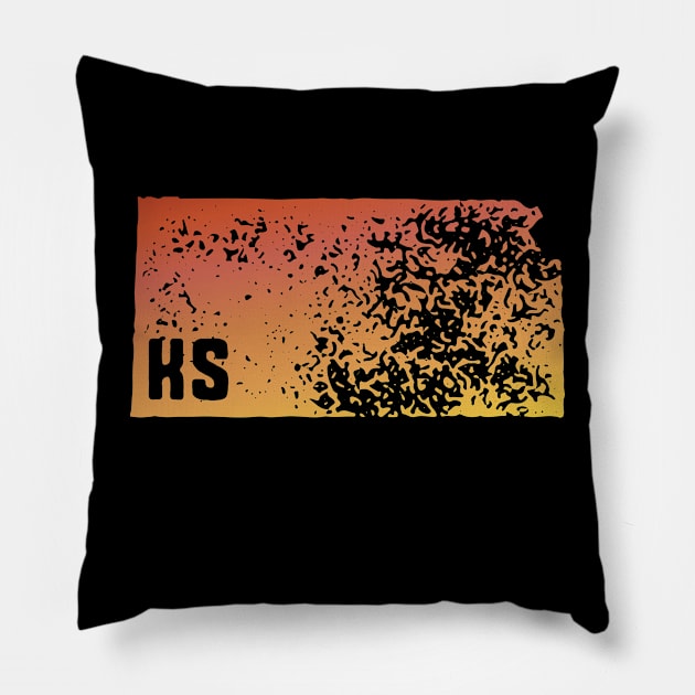 US state pride: Stamp map of Kansas (KS letters cut out) Pillow by AtlasMirabilis