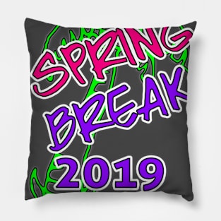 Spring Break 2019 Official T-Shirt #2 by Basement Mastermind Pillow