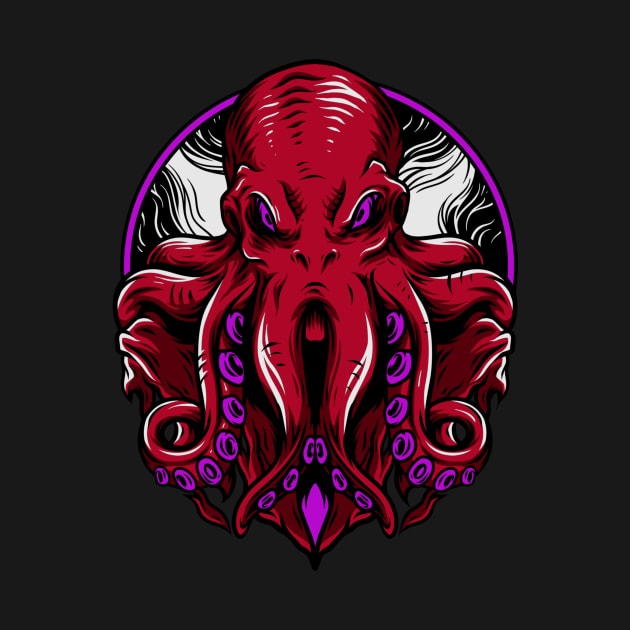 Octopus Kraken Sea Monster Purple by BradleyHeal