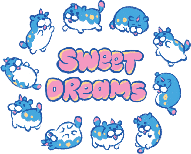 Sweet Dreams, Mowows! Kids T-Shirt by toppiesart