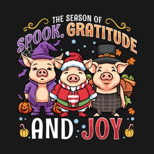 Halloween Thanksgiving Christmas Holiday Mashup T-Shirt