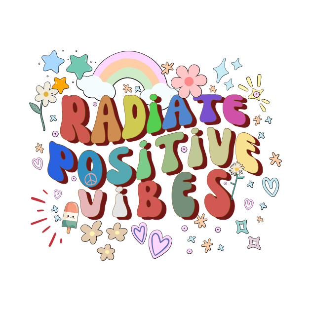 Radiate Positive Vibes Wavy Design T-shirt by Artful Wear