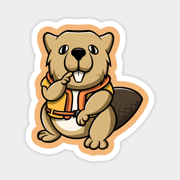 Cute otter wearing lifebelt Magnet by Cubbone