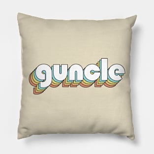 Guncle - Retro Rainbow Typography Faded Style Pillow