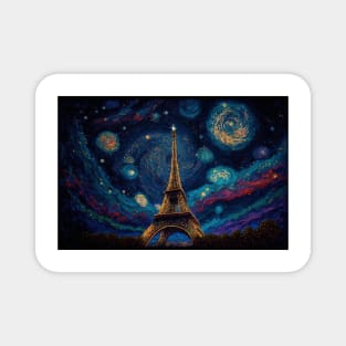 Eiffel tower under glowing stars and beautiful night sky. Magnet