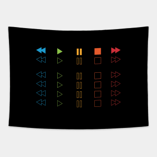 Repeated Music Player Buttons Multi Colors Tapestry