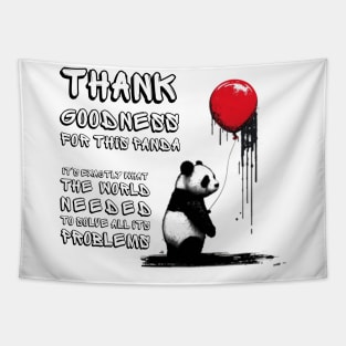 Panda with Red Balloon - A Satirical Take on Banksy's Girl with Balloon Tapestry