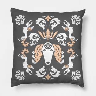 The Spirit of Saluki Damask (Gray) Pillow