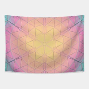 Mosaic Mandala Yellow Pink and Blue Tapestry