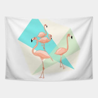 4 Flamingos Design in Soft Colors Tapestry