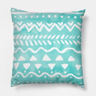 Loose bohemian pattern - aqua Pillow