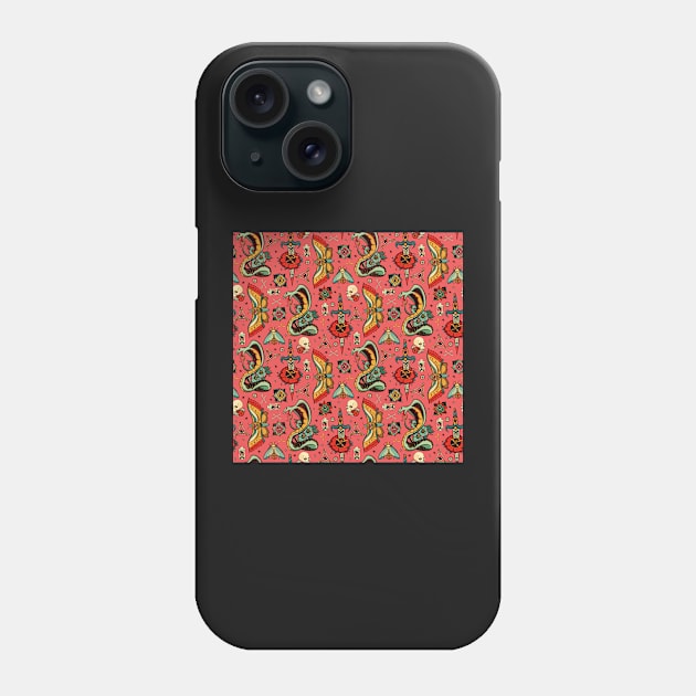 Pink Flash Tattoo Pattern Phone Case by IrenesGoodies