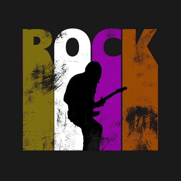 Guitar Rock, Guitarist Solo Design, Distressed Look by Rossla Designs