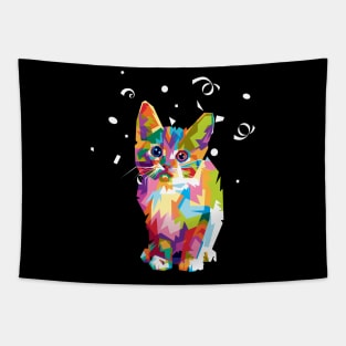Cute Cat Gift for kitten lovers Colorful Rescue Adoption gift Tapestry