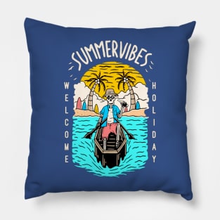 Summer Vibes Chilling Skeleton Pillow