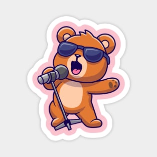 Cute Bear Singing Cartoon Magnet