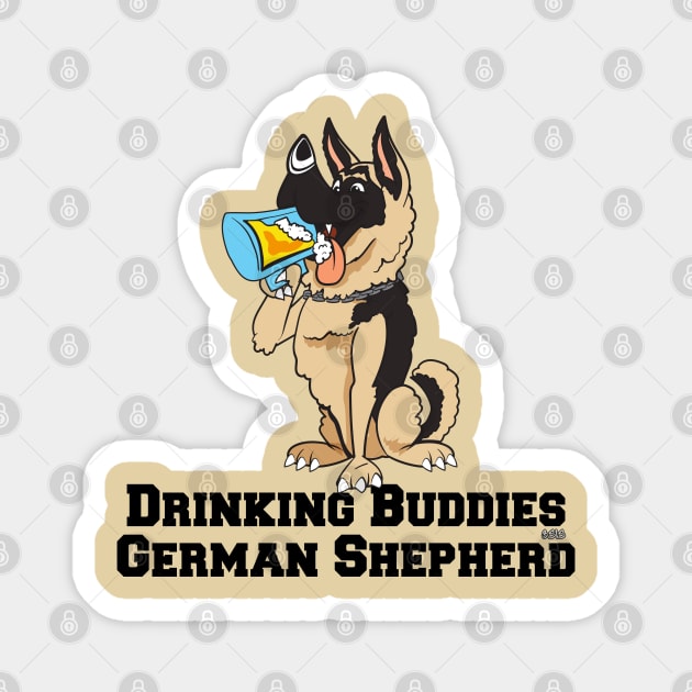 German Shepherd Dog Beer Drinking Buddies Series Cartoon Magnet by SistersRock