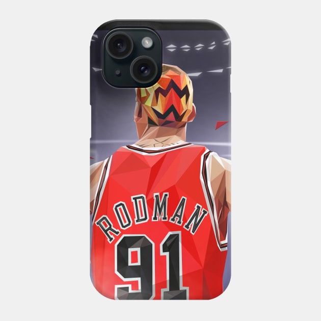 DENNIS RODMAN / LOW POLY RED VERSION Phone Case by Jey13
